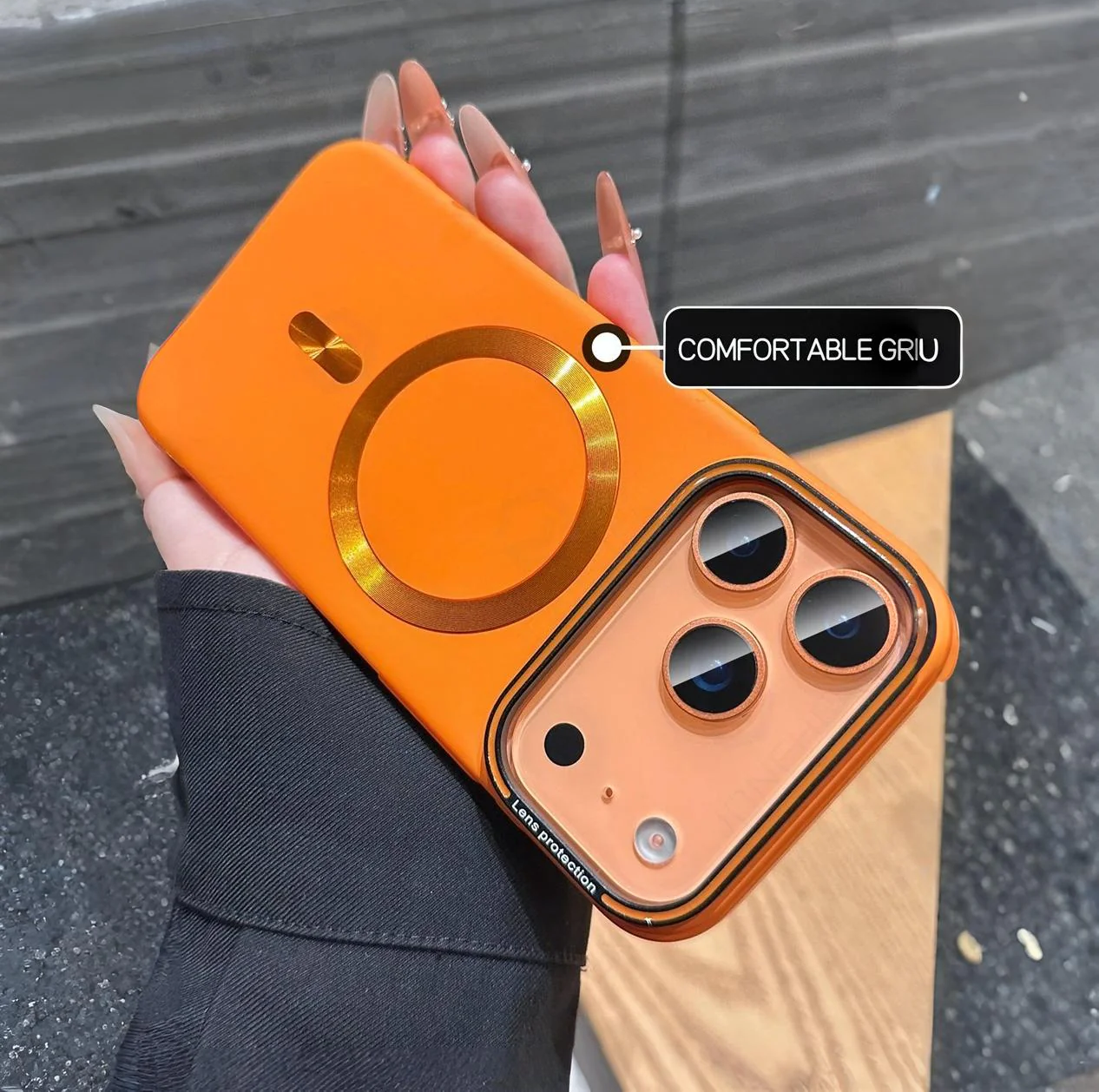 Alloy Magnetic Protection Case Cover For Iphone 15 Pro Max (Orange)