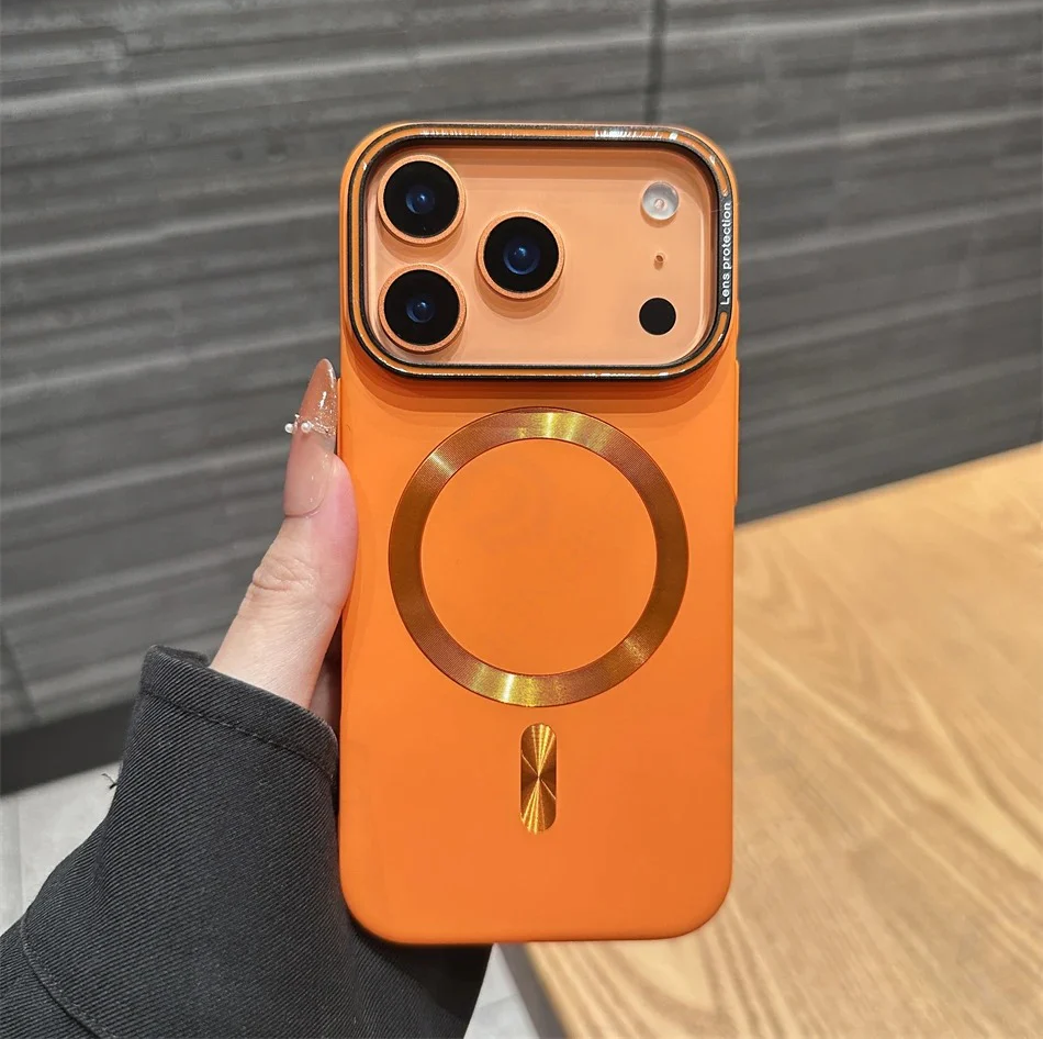 Alloy Magnetic Protection Case Cover For Iphone 17 Pro (Orange)