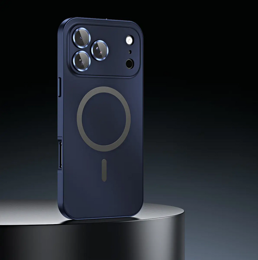 Metallic Magnetic Protection Case Cover For Iphone 15 Pro (Blue)