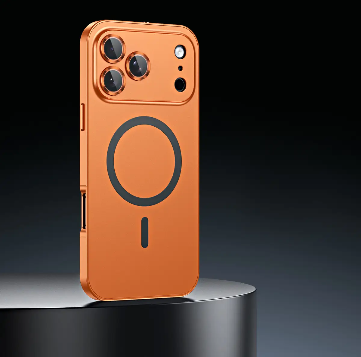 Metallic Magnetic Protection Case Cover For Iphone 16 Pro Max (Orange)