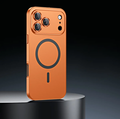 Metallic Magnetic Protection Case Cover For Iphone 16 Pro Max (Orange)