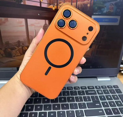Metallic Magnetic Protection Case Cover For Iphone 16 Pro Max (Orange)